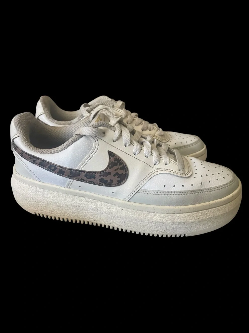 Nike Court Vision Alta Platform Sneakers Leopard Swoosh DO2791-100 Women’s 9.5